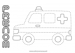 Dessin gratuit Activités enfants Ambulance Coloriages faciles Véhicules de secours et d'urgence