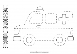 Gratis tekening Voertuigen Activiteiten voor Kinderen Ambulance Eenvoudige kleurplaten Nood- en hulpvoertuigen