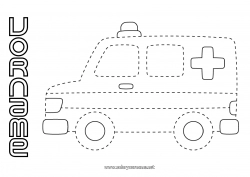 Kostenlose Malvorlage Kinderaktivitäten Krankenwagen Einfache Ausmalbilder Véhicules de secours et d'urgence