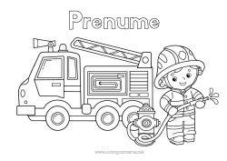 Pagină de colorat gratuită Camion Vehicule Pompier Colorează intermediare Camion de pompieri Meserie Vehicule de salvare și urgență Camioane și vehicule utilitare Meserii în domeniul securității