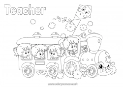 Child coloring page Holidays Vehicles Child Train Locomotive Ground public transport Kite