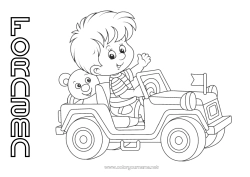 Gratis färgläggning Pojke Fordon Bil Barn Terrängbil Bilar, skåpbilar och husbilar