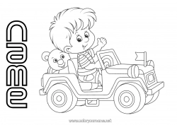 Free coloring Boy Vehicles Car Child 4x4 Cars, vans, and motorhomes