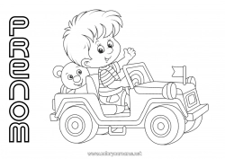 Coloriage gratuit Garçon Véhicules Voiture Enfant Voiture tout-terrain Voitures, vans et camping-cars