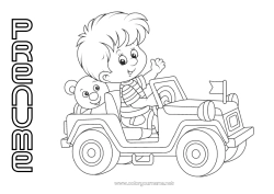 Desen liber de colorat Băiat Vehicule Mașină Copil Mașină de teren Mașini, furgonete și autorulote