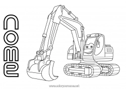 Desenho grátis Veículos Escavadora Equipamentos de construção Profissões na construção