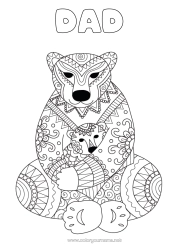 Free colouring Bear Mandala Happy birthday I love you. Animal Teddy bear Forest animals Hug