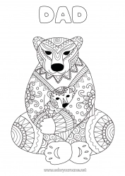 Child coloring page Bear Mandala Happy feast day ! I love you Animal Teddy Bear Forest animals Hug