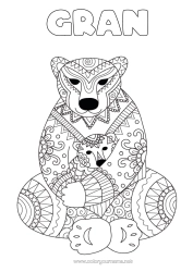 Free colouring Bear Mandala Happy birthday I love you. Animal Teddy bear Forest animals Hug