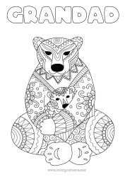 Free colouring Bear Mandala Happy birthday I love you. Animal Teddy bear Forest animals Hug
