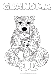 Free coloring Bear Mandala Happy feast day ! I love you Animal Teddy Bear Forest animals Hug