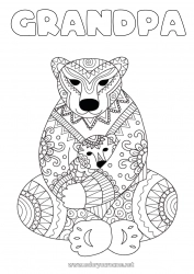 Child coloring page Bear Mandala Happy feast day ! I love you Teddy Bear Forest animals