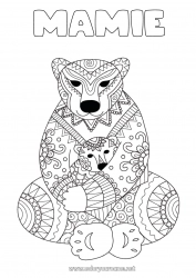 Coloriage enfant Ours Mandala Bonne fête Je t'aime Animal Ourson Animaux de la forêt Câlin