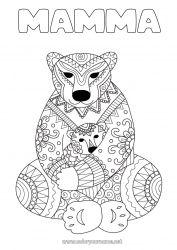 Pagina da colorare per bambini Orso Mandala Buona festa Ti amo Animale Orsetto Animali della foresta Abbraccio