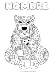 Colorear gratis Llevar Mandala Feliz día de fiesta Te amo Animales Osito Animales del bosque Abrazo