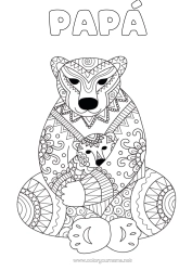 Colorear gratis Llevar Mandala Feliz día de fiesta Te amo Animales Osito Animales del bosque Abrazo