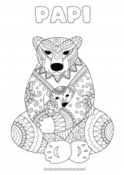 Coloriage enfant Ours Mandala Bonne fête Je t'aime Ourson Animaux de la forêt