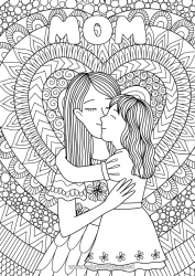 Child coloring page Heart Mandala Mum Happy feast day ! I love you Sister