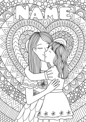 Free colouring Heart Mandala Mum Happy birthday I love you. Sister