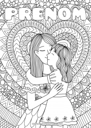 Coloriage à personnaliser Coeur Mandala Maman Bonne fête Je t'aime Soeur