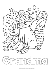 Free coloring Mum Grandma Happy feast day ! Fox I love you Animal Forest animals