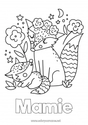 Coloriage enfant Maman Mamie Bonne fête Renard Je t'aime Animal Animaux de la forêt