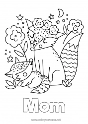 Child coloring page Mum Grandma Happy feast day ! Fox I love you Animal Forest animals