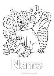 Free colouring Mum Grandma Happy birthday Fox I love you. Animal Forest animals