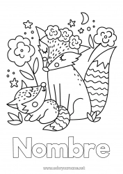 Niño página para colorear Mamá Abuela Feliz día de fiesta Zorro Te amo Animales Animales del bosque