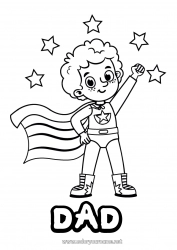 Child coloring page Fancy dress Dad Hero Carnival Shrove Tuesday