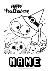 Free colouring Bat Pumpkin Black cat Cute Cat Halloween Dogs and cats Birds and flying mammals Halloween sign-up