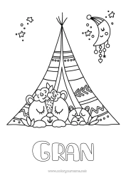 Free colouring Bear I love you. Teddy bear Forest animals Tipi