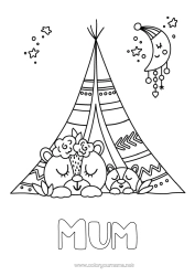 Free colouring Bear I love you. Teddy bear Forest animals Tipi