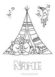 Free colouring Bear I love you. Teddy bear Forest animals Tipi