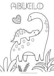 Niño página para colorear Feliz día de fiesta Dinosaurios Te amo Animales Familia de animales Bebé animal