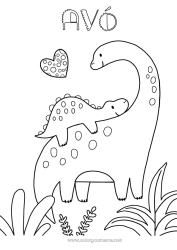 Página de desenho infantil Feliz Aniversário Dinossauros Eu te amo Animal Família de animais Filhote