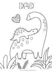 Free colouring Happy birthday Dinosaurs I love you. Animal Animal family Cub