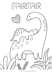 Färgläggningssida för barn Grattis på födelsedagen Dinosaurier Jag älskar dig. Djur Djurfamilj Bebisdjur