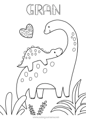 Free colouring Happy birthday Dinosaurs I love you. Animal Animal family Cub