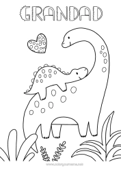 Free colouring Happy birthday Dinosaurs I love you. Animal Animal family Cub