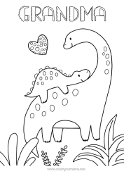 Free coloring Happy feast day ! Dinosaurs I love you Animal Animal family Baby animal
