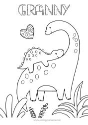 Child coloring page Happy feast day ! Dinosaurs I love you Animal Animal family Baby animal