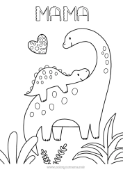 Kinder-Malvorlage Frohes Fest Dinosaurier Ich liebe dich Tier Tierfamilie Tierbaby