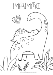 Página de desenho infantil Feliz Aniversário Dinossauros Eu te amo Animal Família de animais Filhote