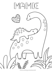 Coloriage enfant Bonne fête Dinosaures Je t'aime Animal Famille d'animaux Bébé animal