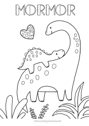 Färgläggningssida för barn Grattis på födelsedagen Dinosaurier Jag älskar dig. Djur Djurfamilj Bebisdjur