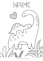 Free colouring Happy birthday Dinosaurs I love you. Animal Animal family Cub