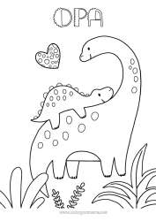 Kinder-Malvorlage Frohes Fest Dinosaurier Ich liebe dich Tier Tierfamilie Tierbaby