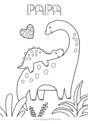 Coloriage enfant Bonne fête Dinosaures Je t'aime Animal Famille d'animaux Bébé animal