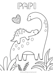 Coloriage enfant Bonne fête Dinosaures Je t'aime Animal Famille d'animaux Bébé animal